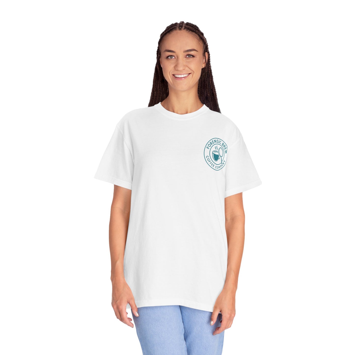Forensic Brew Coffee T-Shirt — Retro Skeleton Beach Logo Tee