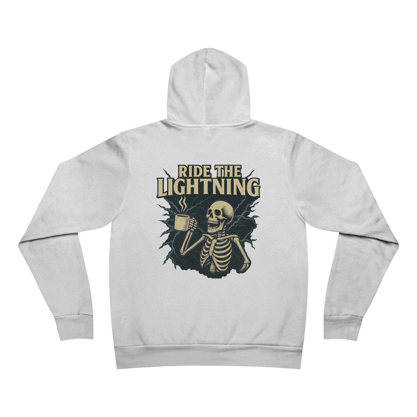 Ride the Lightning Skeleton Hoodie — Vintage Rock Band Pullover
